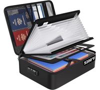 Cartella portadocumenti ignifuga con serratura, 5200℉ A4, con 13 scomparti, portatile, per la casa e l'ufficio, per documenti importanti, certificati