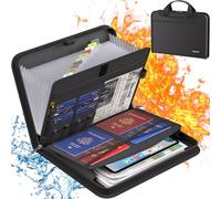 Cartella portadocumenti ignifuga, formato A4, portatile, espandibile, con tasche multiple, 13 tasche portadocumenti con manico ed etichette, organizer per documenti in formato A4, banconote, ricevute