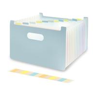 Cartella portadocumenti in plastica con 12 tasche e maniglie integrate, impermeabile, espandibile, raccoglitore per documenti portatile, per casa, ufficio, scuola (blu)