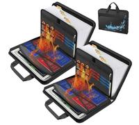 Cartella portadocumenti Rushclick, borsa portaoggetti ignifuga e impermeabile di grande capacità, cartelle pieghevoli portatili con linguette colorate, manico espandibile a fisarmonica (2PCS)