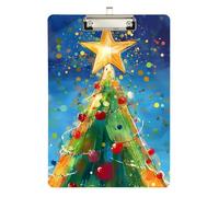 Cartella portadocumenti trasparente con albero di Natale a forma di stella, per polizia, ufficio, infermiere, allenatori di calcio, dimensioni 9 x 12