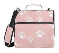 Cartella portatile a 3 anelli con cerniera, con manico, tasche multiple, per scuola/ufficio