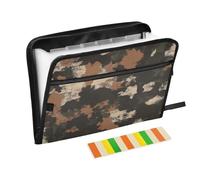 Cartella retrò verde mimetico per la scuola 13 tasche formato A4 lettera con chiusura a cerniera per cartella portadocumenti espandibile