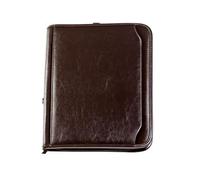 Cartella Sottobraccio Personalizzabile con Interno Multitasche, Blocco Appunti e Calcolatrice 8 Cifre - Chiusura con Cerniera e Astuccio Incluso - Borsa personalizzata (Marrone)