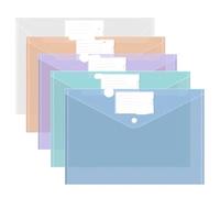 Cartella Trasparente 10 pezzi A4 Twill impermeabile con fibbie a scatto grande capacità materiali for ufficio sacchetti di carta for test studenti Per Archivi(Color 2)