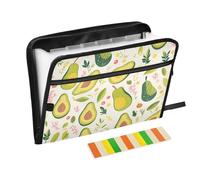 Cartella verde avocado con etichette, 13 tasche, formato A4, con chiusura a cerniera per espandere la tasca dei file