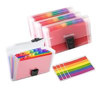 Cartelle a soffietto espandibili Piccolo Portatile A6 12 Tasche Cartella portadocumenti Arcobaleno Struttura a Fisarmonica Plastica Organizzazione di documenti cartacei Organizzatore di file