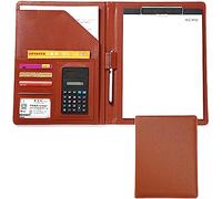 Cartelle, Blocco note Business PU con calcolatrice Appunti in ecopelle for documenti di conferenza(Bruin)