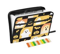 Cartelle da ufficio zucca gialla di Halloween 13 tasche formato A4 lettera con chiusura a cerniera per la conservazione dei documenti cartelle di file larghe expando