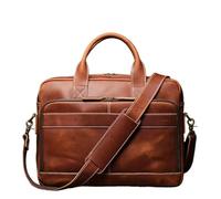 Cartelle da uomo in vera pelle, borsa a tracolla vintage, for laptop 15,6 pollici, for documenti A4 ufficio(Brown)