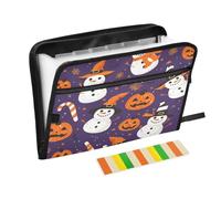 Cartelle di file a fisarmonica 13 tasche formato A4 lettera con chiusura a cerniera per aula casa ufficio viaggi stagione spettrale pupazzo di neve Halloween carpeta de