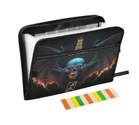 Cartelle di file a fisarmonica 13 tasche formato A4 lettera con chiusura a cerniera per la conservazione di documenti Anime Style Evil Skeleton Tarocchi Nero Fuoco carpetas de