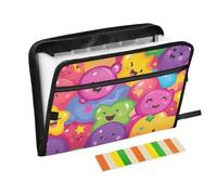 Cartelle di file larghe 13 tasche formato A4 lettera con chiusura a cerniera per documenti carino cartone animato colorato bolle organizador
