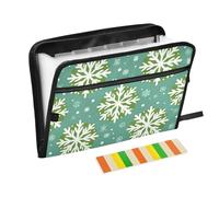Cartelle espandibili a forma di fiocco di neve con motivo esagonale verde morbido, 13 tasche, formato A4, formato lettera, con chiusura a cerniera, per organizer per ricevute