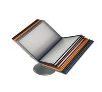 Cartelle, Espositore for cataloghi regolabile a 360° con 20 tasche colorate fronte-retro, capacità 40 fogli, formato lettera, for esposizione in ufficio/casa e archiviazione di documenti A4
