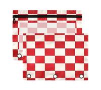 Cartelle per raccoglitore con finestra trasparente alla moda rosso e bianco a scacchiera morbida astuccio con cerniera occhielli rinforzati 3 anelli raccoglitore per riporre forniture scolastiche e