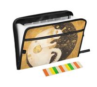 Cartelle portadocumenti espandibili, 13 tasche, formato A4, formato lettera, con chiusura a cerniera, per riporre documenti Boho Tai Chi, gatti bianchi e neri