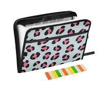 Cartelle portadocumenti espandibili con stampa leopardata, 13 tasche, formato A4, con chiusura a cerniera per espandere cartelle di file sospese