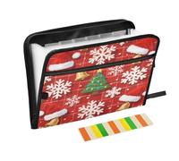 Cartelle portadocumenti espandibili da appendere, 13 tasche, formato A4, formato lettera, con chiusura a cerniera, per riporre documenti, buon Natale, fiocco di neve, cappello di Natale