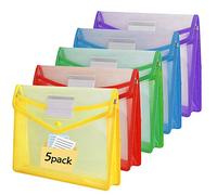 Cartelle Portadocumenti in Plastica, 5 Pcs A4 Portadocumenti Trasparente impermeabile Cartelle a Tasca Cartelline Plastica Busta con Bottone, Grande Capacità Buste per Scuola, Ufficio, Casa