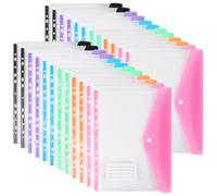 Cartelle portadocumenti in plastica A4 con tasche perforate, 11 fori, espansibili, per raccoglitori a 2/3/4 anelli, con bottone a pressione e etichetta, fogli sciolti trasparenti, per ufficio, scuola