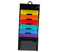 Cartelle portadocumenti sospese in materiale poly multicolore, organizer da parete a cascata per sfruttare al meglio lo spazio, tasche rimov