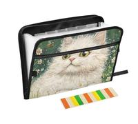 Cartelle tascabili in formato A4, a fisarmonica, con tasche, per studenti di medicina, menù per ristoranti, Art Selkirk Rex, gatti, verde