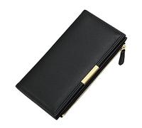 Cartellette da donna stile e saggezza modello di cartelline semplice vernice normale lunga Multi carte versatile borsa portafogli per uomini vera pelle (nero, taglia unica)