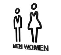 Cartelli adesivi per porta del bagno, 9 x 20 cm, per uomini e donne, in acrilico per uomini e donne, in acrilico, per bagno pubblico, ristorante, argento, nero, 9 x 20 cm/3,54 x 7,87 pollici