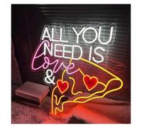 Cartelli al Neon Personalizzati All You Need Is Love & Pizza Insegna Al Neon A LED Per La Decorazione Della Parete Del Ristorante Della Festa Del Bar Con Insegna(50x50cm)
