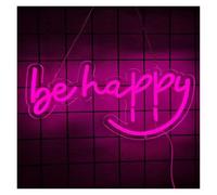 cartelli al neon personalizzati Be Happy Insegna Al Neon LED Dimmerabile Alimentato Tramite USB Per La Casa, Pub, Club, Feste Di Compleanno, Bar, Decorazione Da Parete 43cmx21.5cm