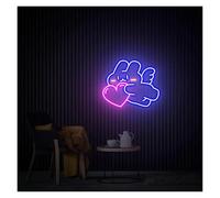 cartelli al neon personalizzati Bunny Angel Con Insegna Al Neon A Forma Di Cuore, Insegna Al Neon Con Coniglio Carino, Arredamento Per La Camera Da Letto 38cm/43cm(B,38cm)