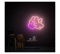 cartelli al neon personalizzati Bunny Angel Con Insegna Al Neon A Forma Di Cuore, Insegna Al Neon Con Coniglio Carino, Arredamento Per La Camera Da Letto 38cm/43cm(UN,38cm)