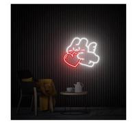 cartelli al neon personalizzati Bunny Angel Con Insegna Al Neon A Forma Di Cuore, Insegna Al Neon Con Coniglio Carino, Arredamento Per La Camera Da Letto 38cm/43cm(C,43cm)