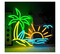 cartelli al neon personalizzati Coconut Tree Insegna Al Neon Summer Beach LED Per La Decorazione Della Parete Hawaii Store Cafe Decorazione Artistica Per Feste Di Compleanno 38cmx33cm