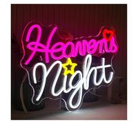 cartelli al neon personalizzati "Heaven Night"Neon Sospiro Lettera Rosa Bianco Luci LED Per La Casa Bar Party Club Hotel Appeso A Mano Decorazione Della Parete Lampada Dimmerabile
