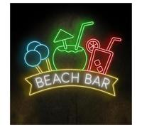 cartelli al neon personalizzati Insegna Al Neon "Beach Bar" | Bevande Cocktail Luce LED Per Pub Club Party Cucina Decor 63cm