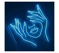 cartelli al neon personalizzati Insegna Al Neon Ciglia Per Viso Da Ragazza, Luci Al Neon Per Viso Alimentate Tramite USB Adatte Per Essere Appese Alla Parete Porta E Ai Balconi(Ice Blue,79cmx80cm)
