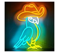Cartelli al Neon Personalizzati Insegna Al Neon Del Pappagallo Del Cowboy Luce Dimmerabile Alimentata Tramite USB Per Il Negozio Di Animali Insegne Luminose Da Parete Decorazione 31.6cm×40cm