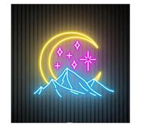cartelli al neon personalizzati Insegna Al Neon Luna E Stelle Alimentata Tramite USB Luminosità Regolabile Le Luci Al Neon Luna E Montagna Firmano Decorazioni Per La Casa Personalizzate(UN,20cmx30cm)