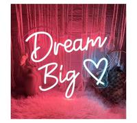cartelli al neon personalizzati Insegne Al Neon A Cuore Dream Big Luci Al Neon Con Lettera Di Luminosità Regolabile Alimentate Tramite USB Adatte Per La Decorazione Della Parete(65cm)