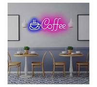 cartelli al neon personalizzati Insegne Al Neon Aperte Di Caffè Dimmerabili, Insegne Commerciali Alimentate Tramite USB Per Luci Al Neon Per La Decorazione Della Parete 16.3cmx40cm(Pink Coffee)