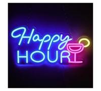 cartelli al neon personalizzati Luce LED Dimmerabile Per Insegna Al Neon Happy Hour Per Ufficio Bar Party Club Negozio Soggiorno Decorazione Artistica Da Parete Lampada 40.59cmx19.81cm