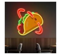 cartelli al neon personalizzati Taco Neon Sign UV Powered UV LED Luci Al Neon Adatto Per Fast Food Bar Kitchen Bakery Shop Decor(50cmx50cm)