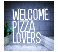 Cartelli al Neon Personalizzati WELCOME PIZZA LOVERS Insegna Al Neon Insegna Luminosa A LED Per Decorazione Da Parete Alimentata Tramite USB Per Negozi Ristoranti 39cmx38cm