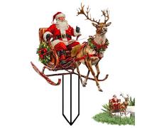Cartelli Da Giardino In Acrilico - Decorazione Per Prato 2D Per Esterni, Set Di Pali Di Natale Con Figure Natalizie, Esposizione Di Renne Con Slitta Di Babbo Natale, Decorazione Per Piante In Vaso Per