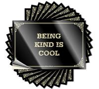 Cartelli da parete Peel and Stick per la consapevolezza della salute mentale Being Kind is Cool Heavy Duty | Personalizzati finestra/cartelli per uomo (8 x 12 cm, 10 pezzi)