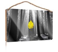 Cartelli d'amore per la decorazione della casa parete foglia gialla nella foresta baciata dal sole cartello di legno decorazione autunnale all'aperto cartello di benvenuto (15 x 28 cm)
