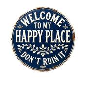 Cartelli Di Benvenuto Door Sign Round Vintage Welcome For Front For Spring Summer Fall All Seasons Holiday Housewarming Indoor Outdoor Porch(Blue)