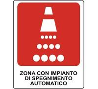 Cartelli di Sicurezza in Alluminio NORMA UNI EN ISO 7010: 'Zona con Impianto di Spegnimento Automatico' 50x33 cm